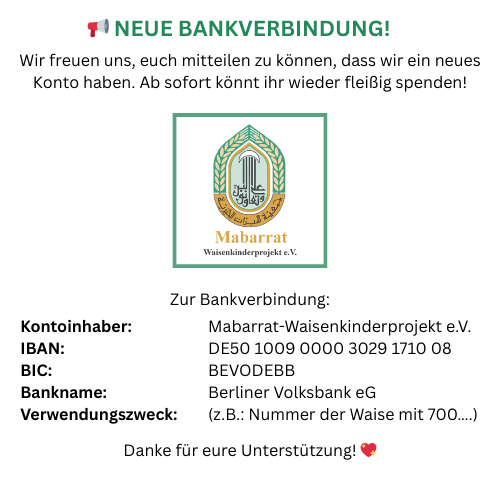 Neue Bankverbindung – Bitte beachten!